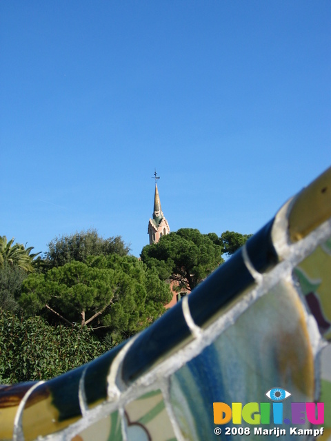 21110 Casa Museu Gaudi from Ceramic Bench Parc Guell